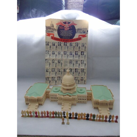Vintage Louis Marx & Co. Toy Maker The Capital and Her 35 Presidents Poster